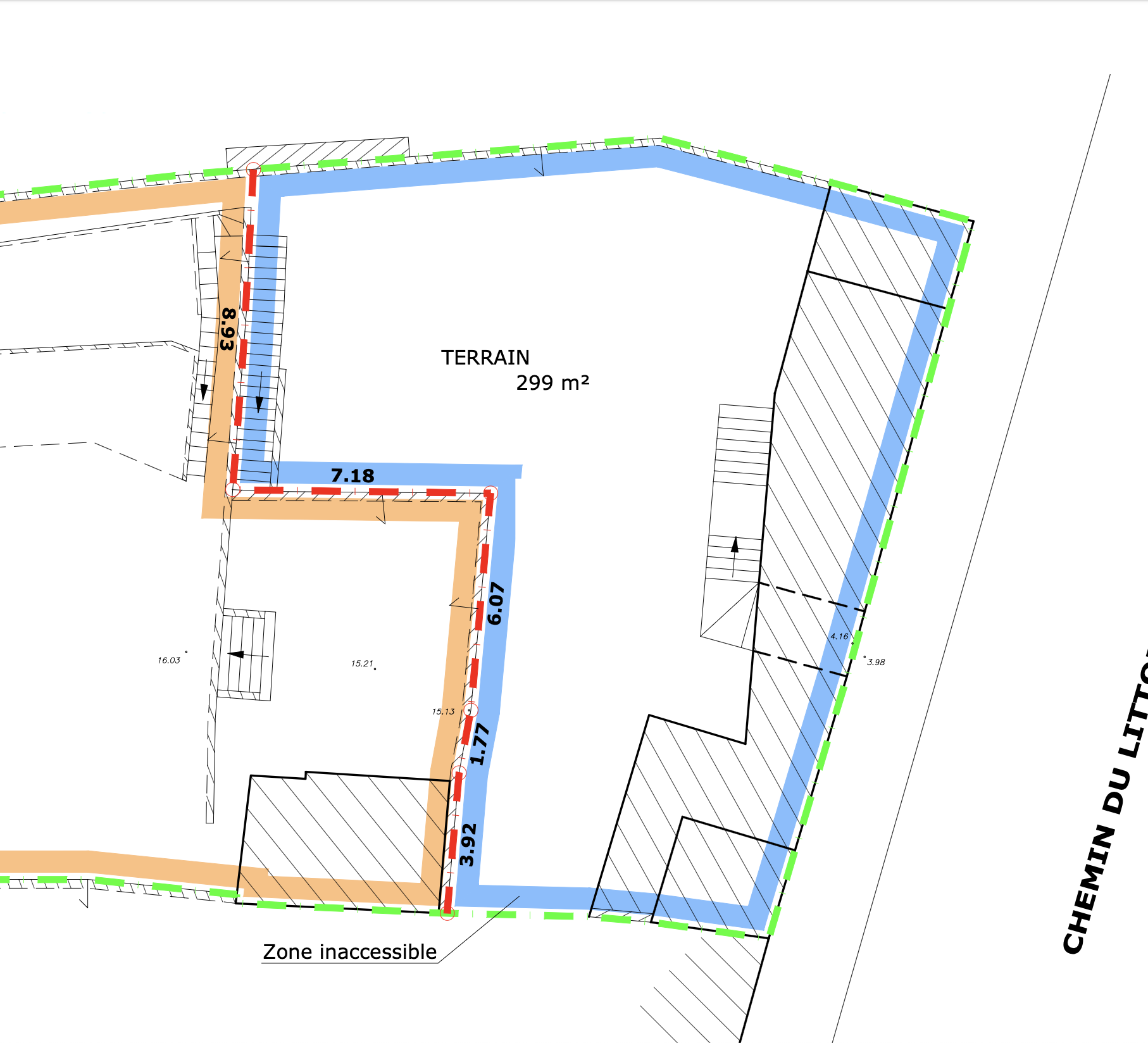 16e - Estaque- Terrain constructible  avec dépendances- 200 000 €